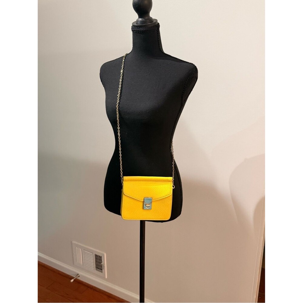 Urban Expressions Yellow Mini Crossbody Bag Gold Chain Striped Lining